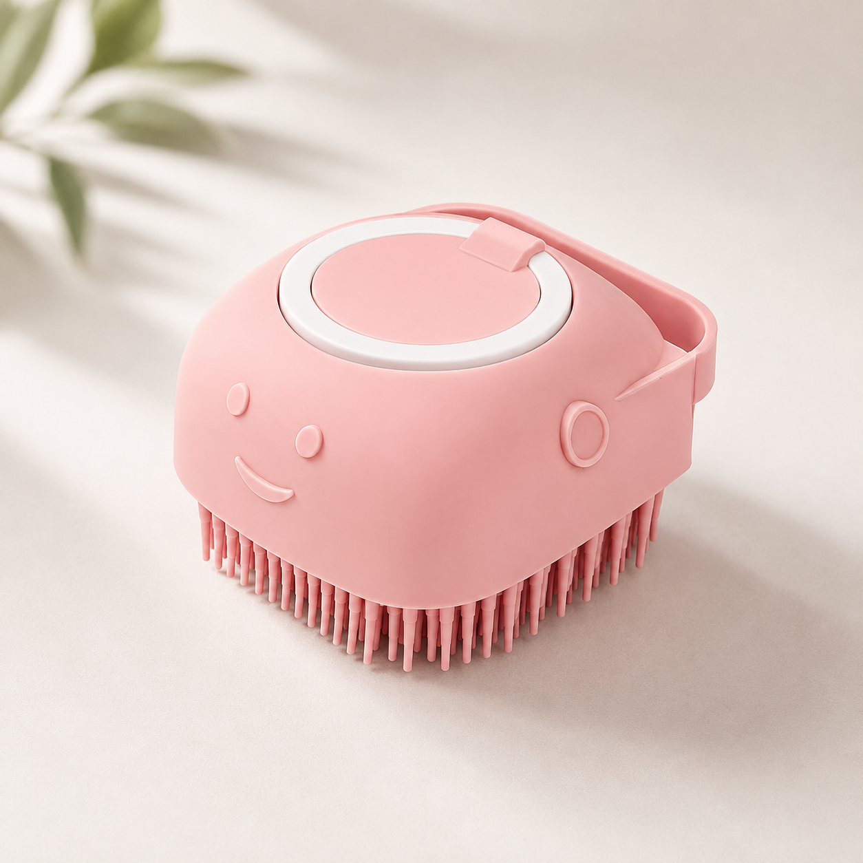 Silicone Pet Bath Massage Brush with Shampoo Dispenser