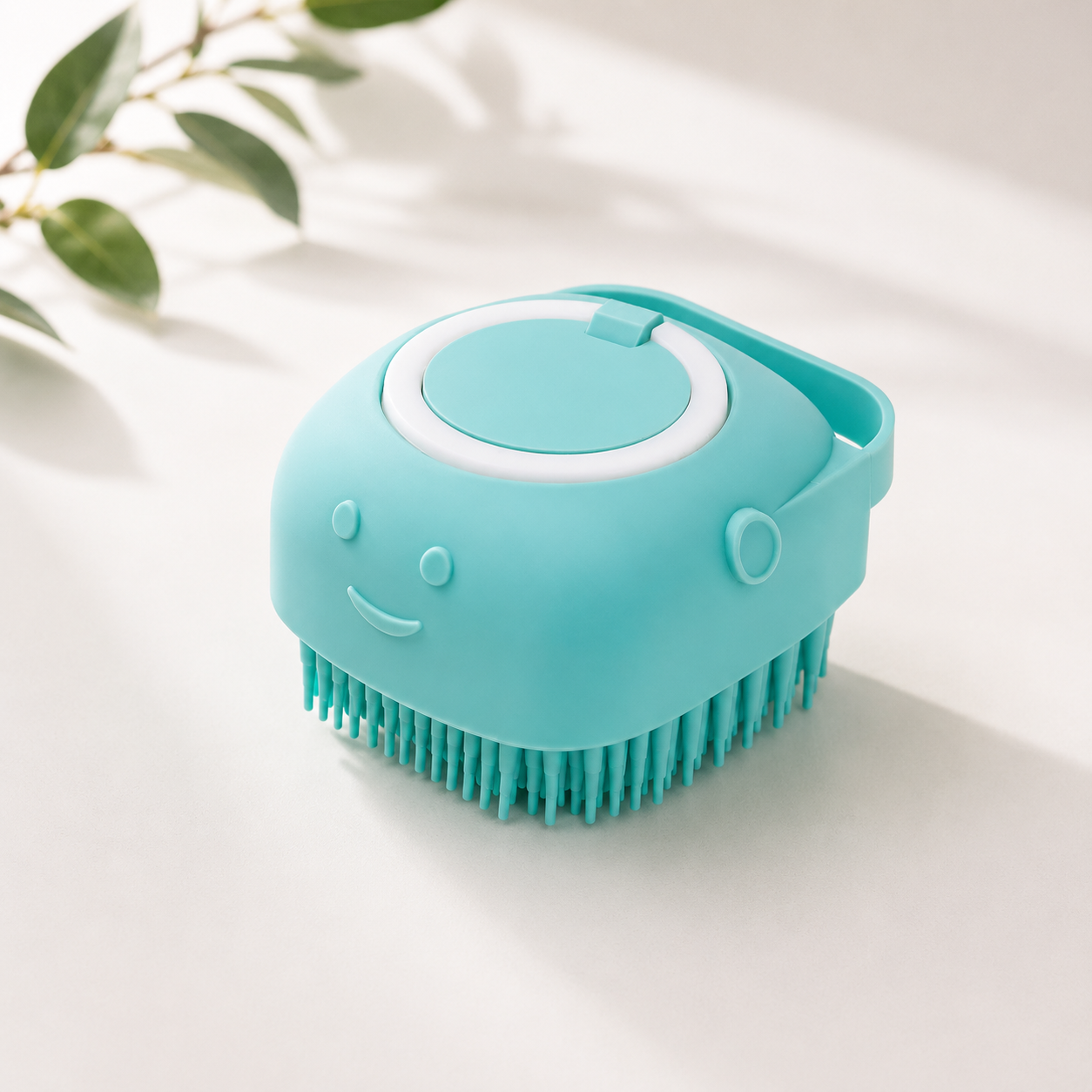 Silicone Pet Bath Massage Brush with Shampoo Dispenser