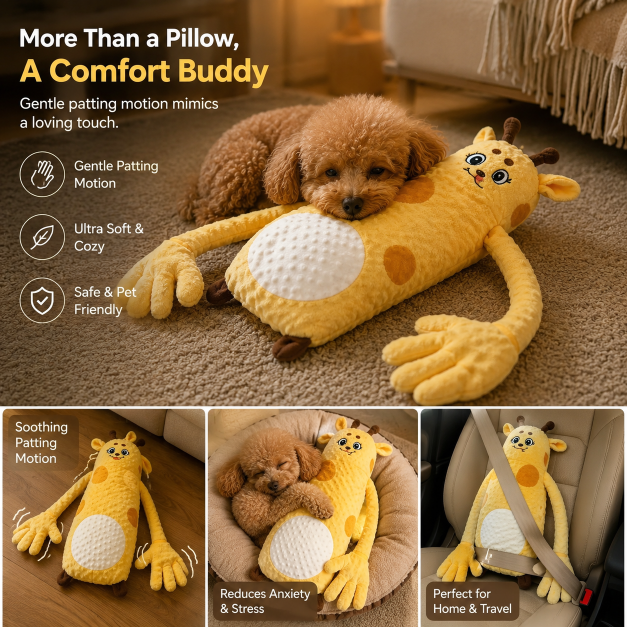  Electric Pet Comfort Pillow with Soothing Patting Motion