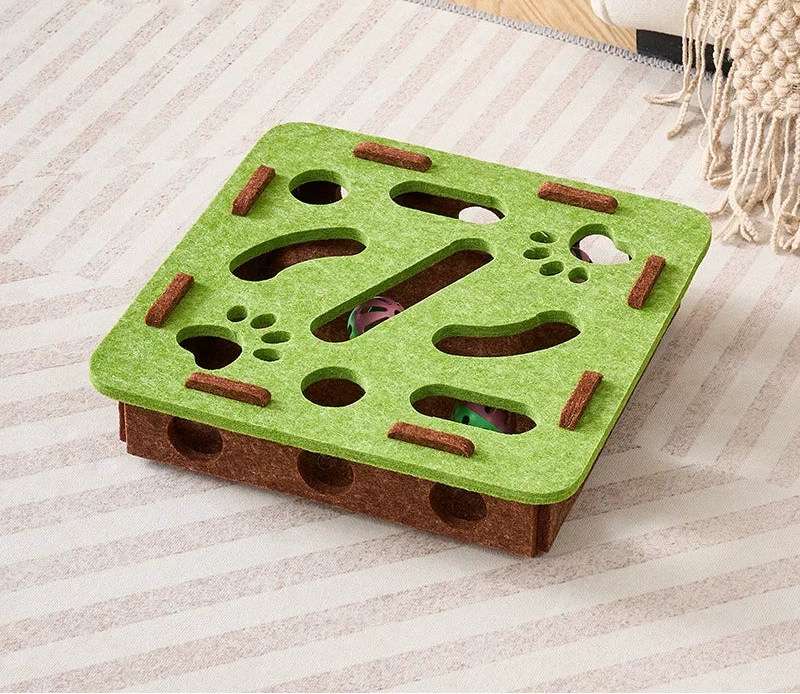 Felt Cat Maze Puzzle and Scratching Toy