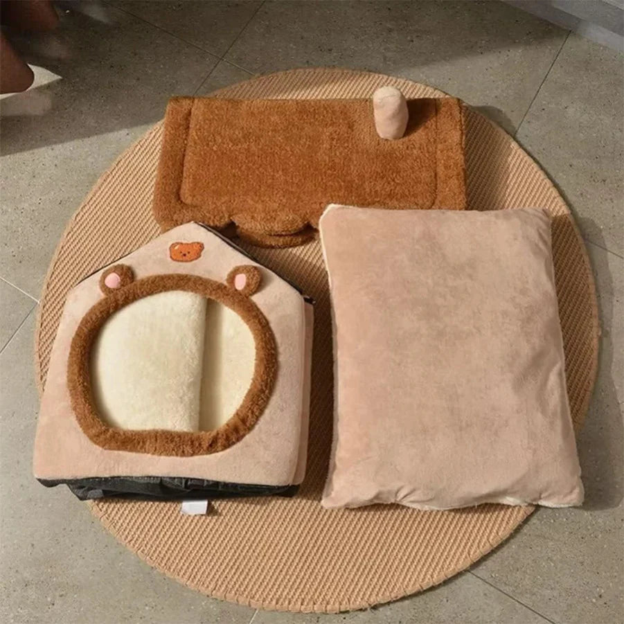 Foldable Washable Pet Cave Bed
