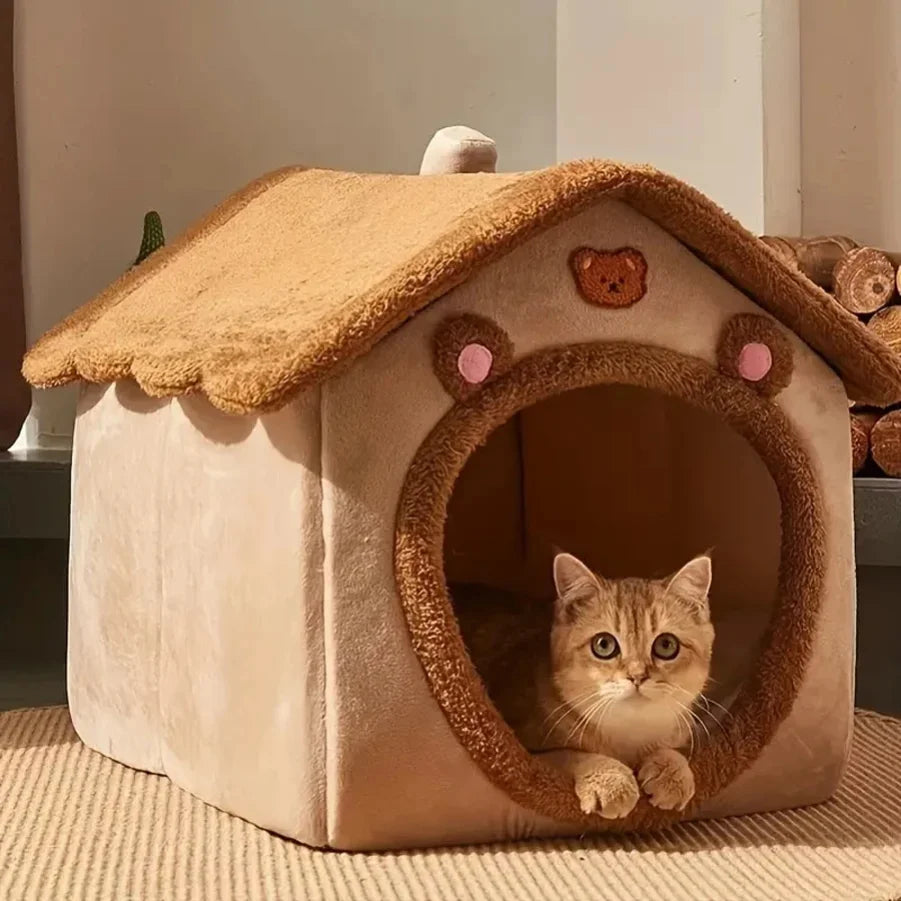Foldable Washable Pet Cave Bed