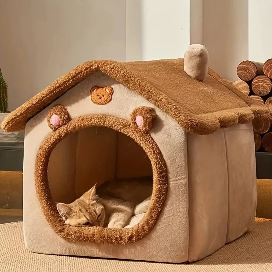 Foldable Washable Pet Cave Bed