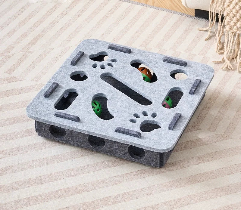 Felt Cat Maze Puzzle and Scratching Toy