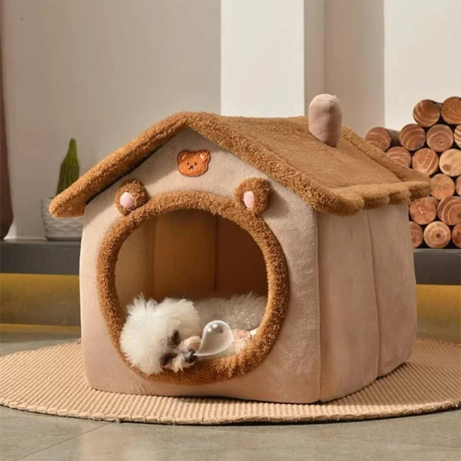 Foldable Washable Pet Cave Bed