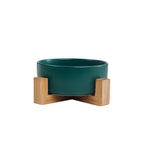 Elevated Dual Pet Bowl with Wooden Base